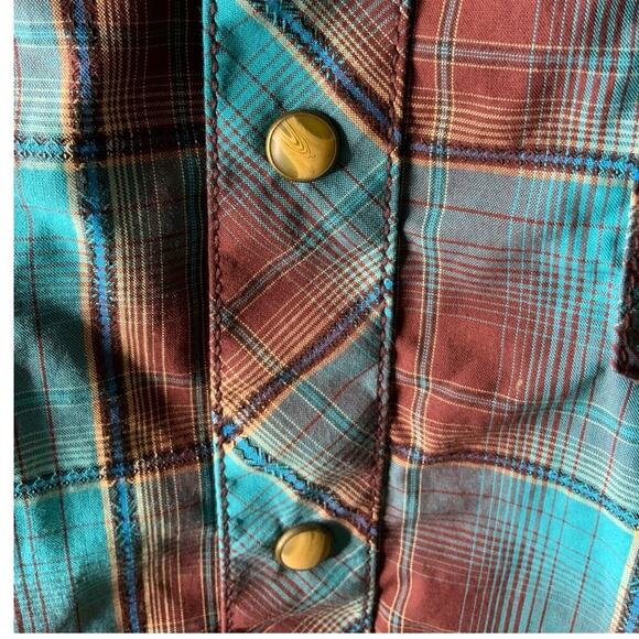Wrangler Retro Plaid Shirt Mens S Long Sleeve Western Cowboy Rodeo Pearl Snap - Picture 8 of 9